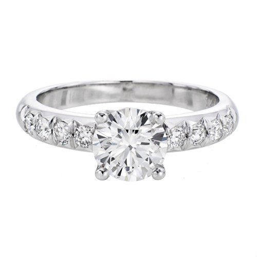 18ct White Gold Brilliant Round shoulder Set 1ct Natural Prestige Diamond ring