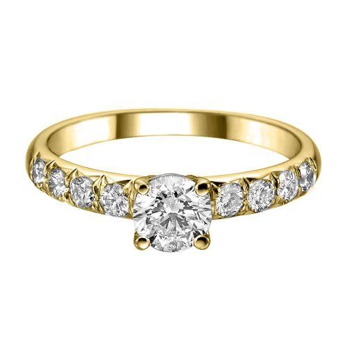 18ct Yellow Gold Brilliant Round shoulder Set 1ct Natural Prestige Diamond ring