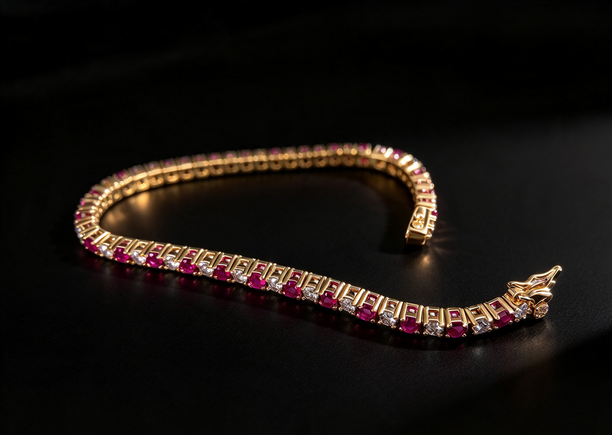 Valentina Pink Tourmaline Pink Created Diamond Tennis Bracelet