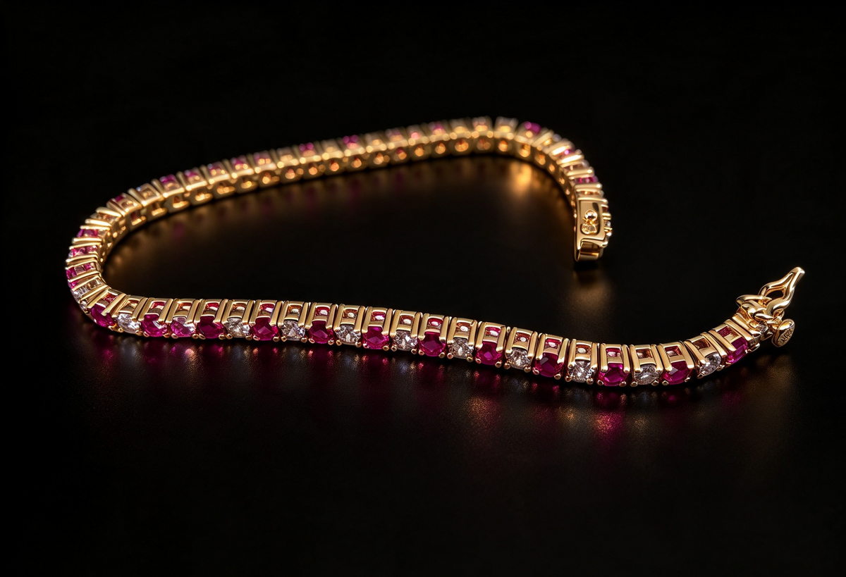 Valentina Pink Tourmaline Pink Created Diamond Tennis Bracelet