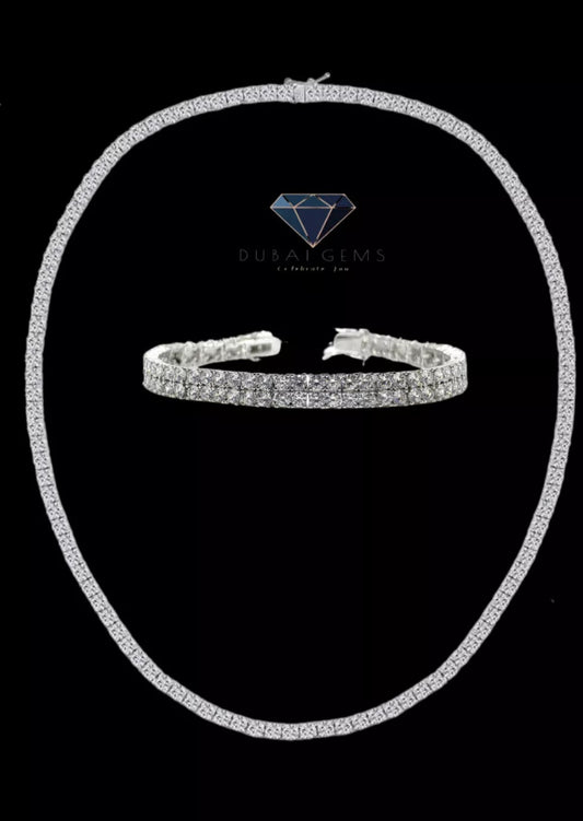 White gold finish DG created diamond Tennis Neclace and Double Row bracelet Special Listing for Rick