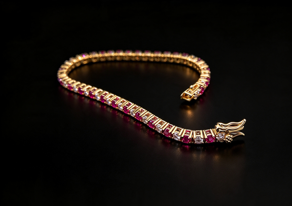 Valentina Pink Tourmaline Pink Created Diamond Tennis Bracelet