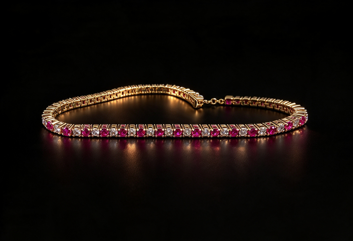 Valentina Pink Tourmaline Pink Created Diamond Tennis Bracelet