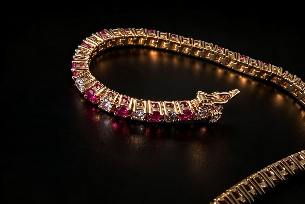 Valentina Pink Tourmaline Pink Created Diamond Tennis Bracelet