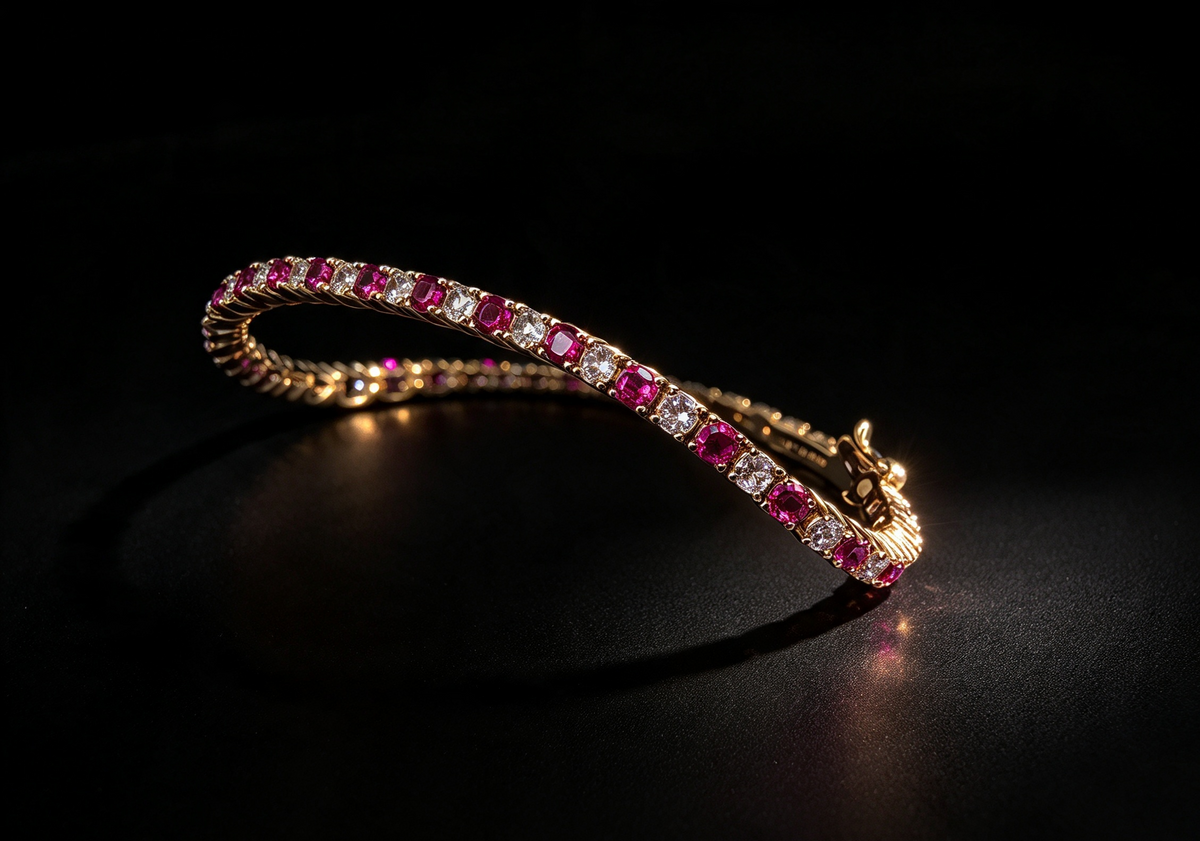 Valentina Pink Tourmaline Pink Created Diamond Tennis Bracelet