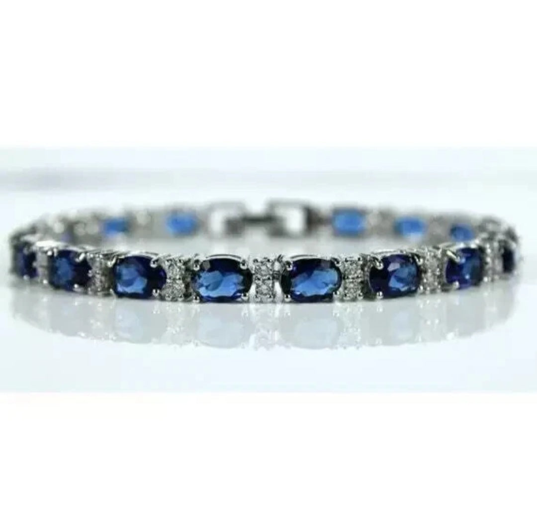 Love and Kisses Deep Blue Sapphire Jewellery Set | Necklace | Bracelet | Earrings