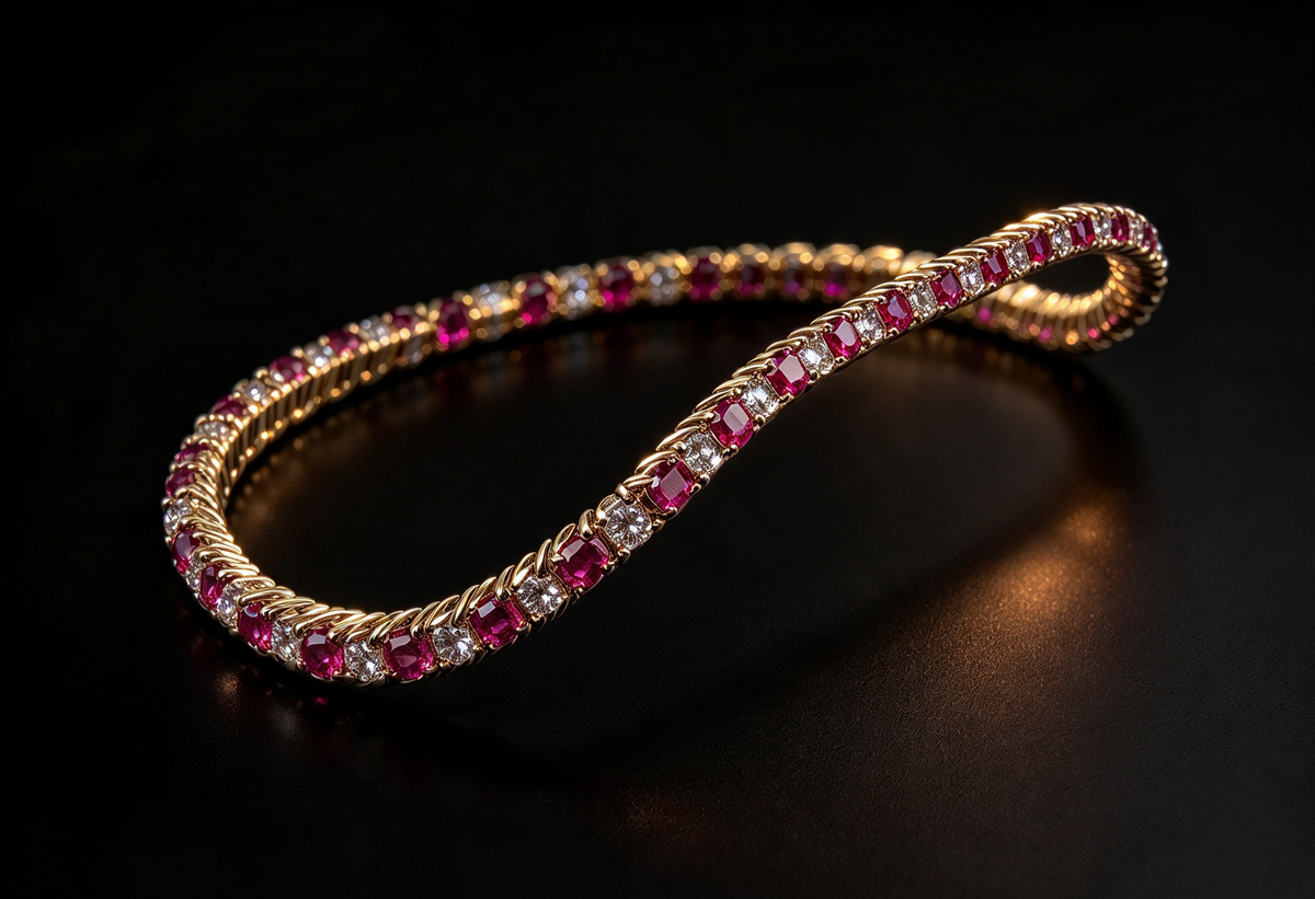 Valentina Pink Tourmaline Pink Created Diamond Tennis Bracelet