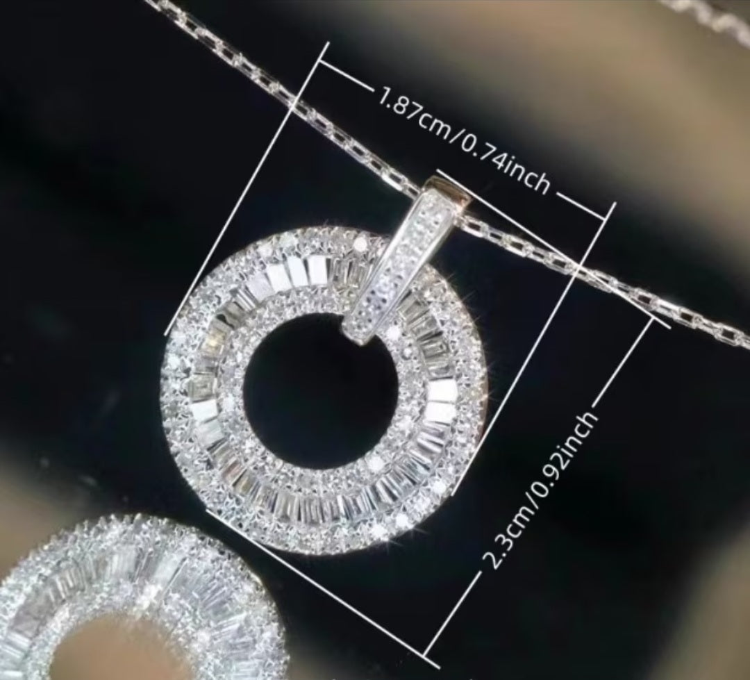 The Kristin Baguette Diamond Circle Pendant