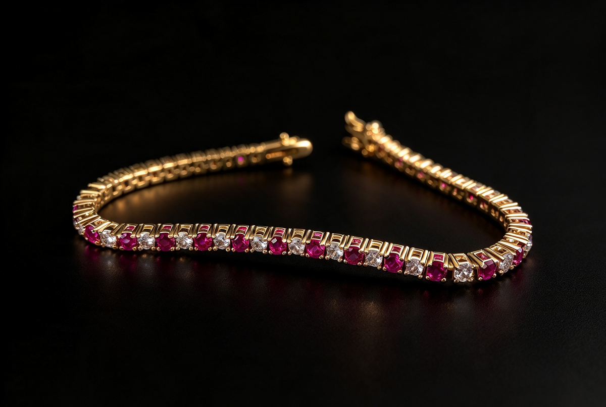 Valentina Pink Tourmaline Pink Created Diamond Tennis Bracelet