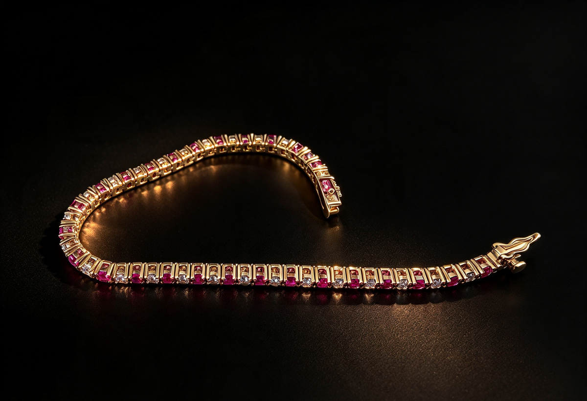 Valentina Pink Tourmaline Pink Created Diamond Tennis Bracelet