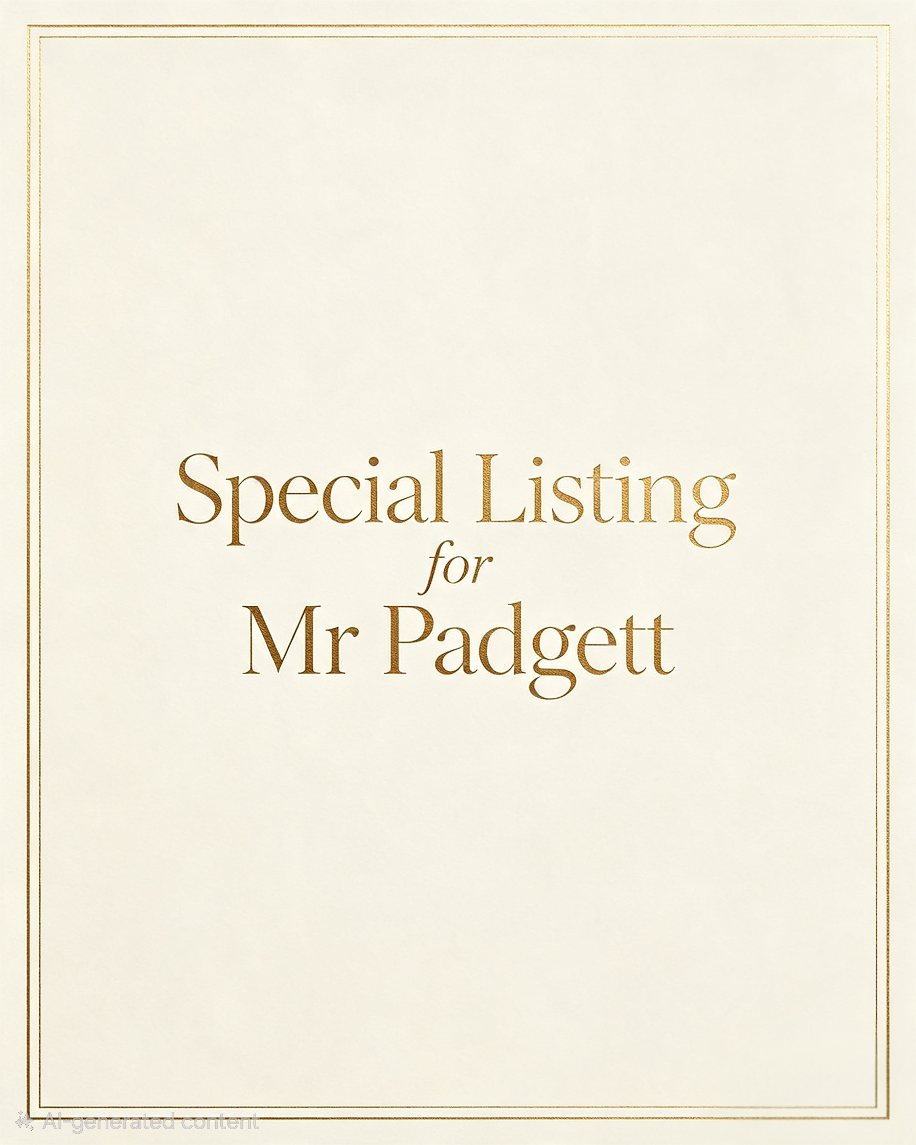 Special Listing for a Special Mr Padgett