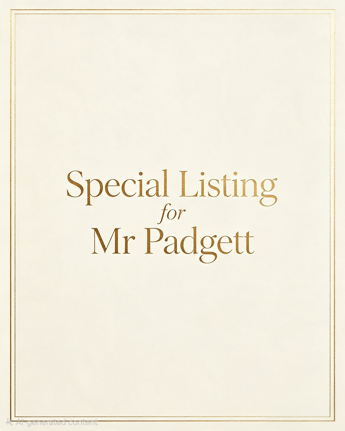 Special Listing for a Special Mr Padgett