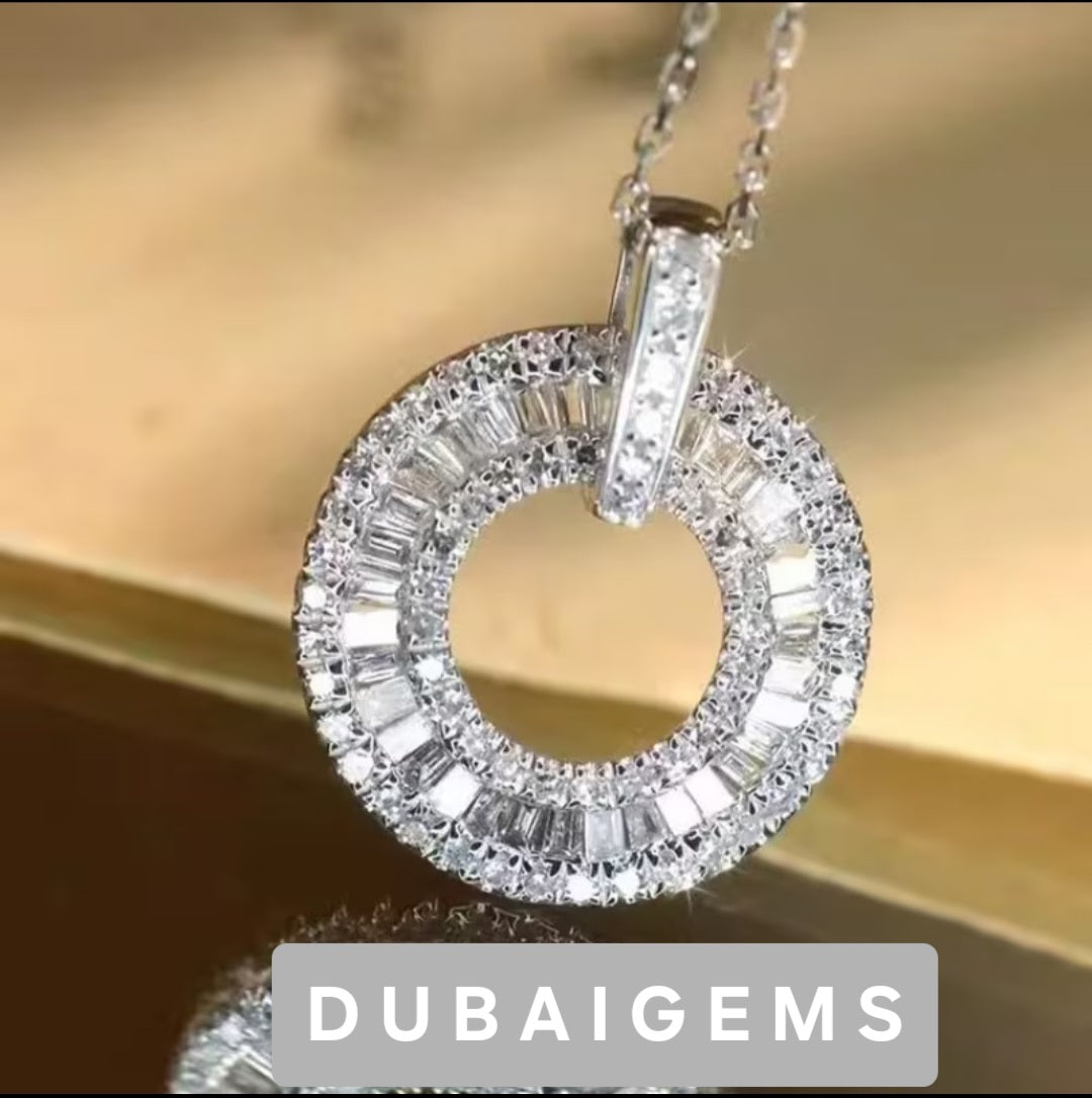 The Kristin Baguette Diamond Circle Pendant