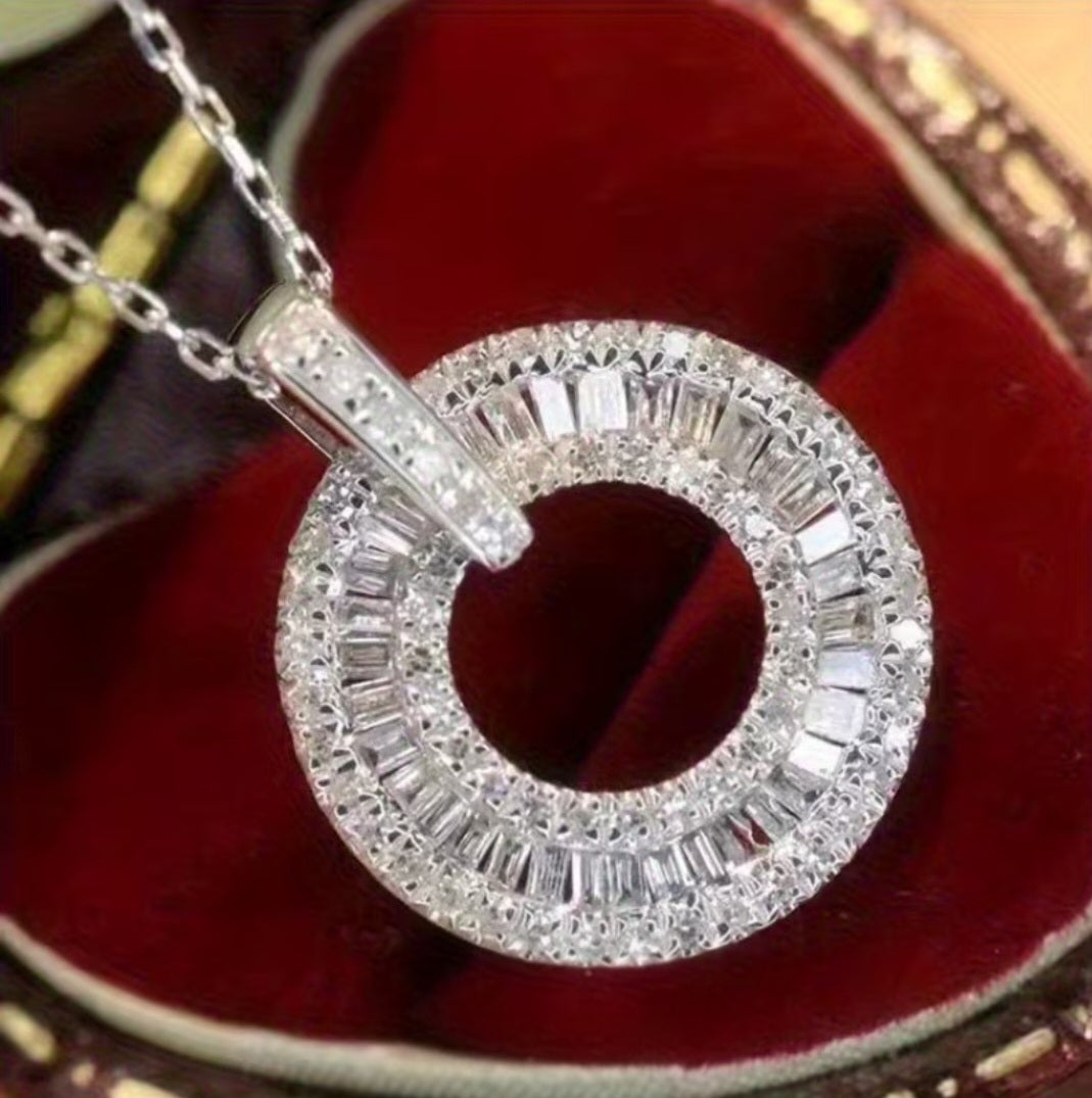 The Kristin Baguette Diamond Circle Pendant
