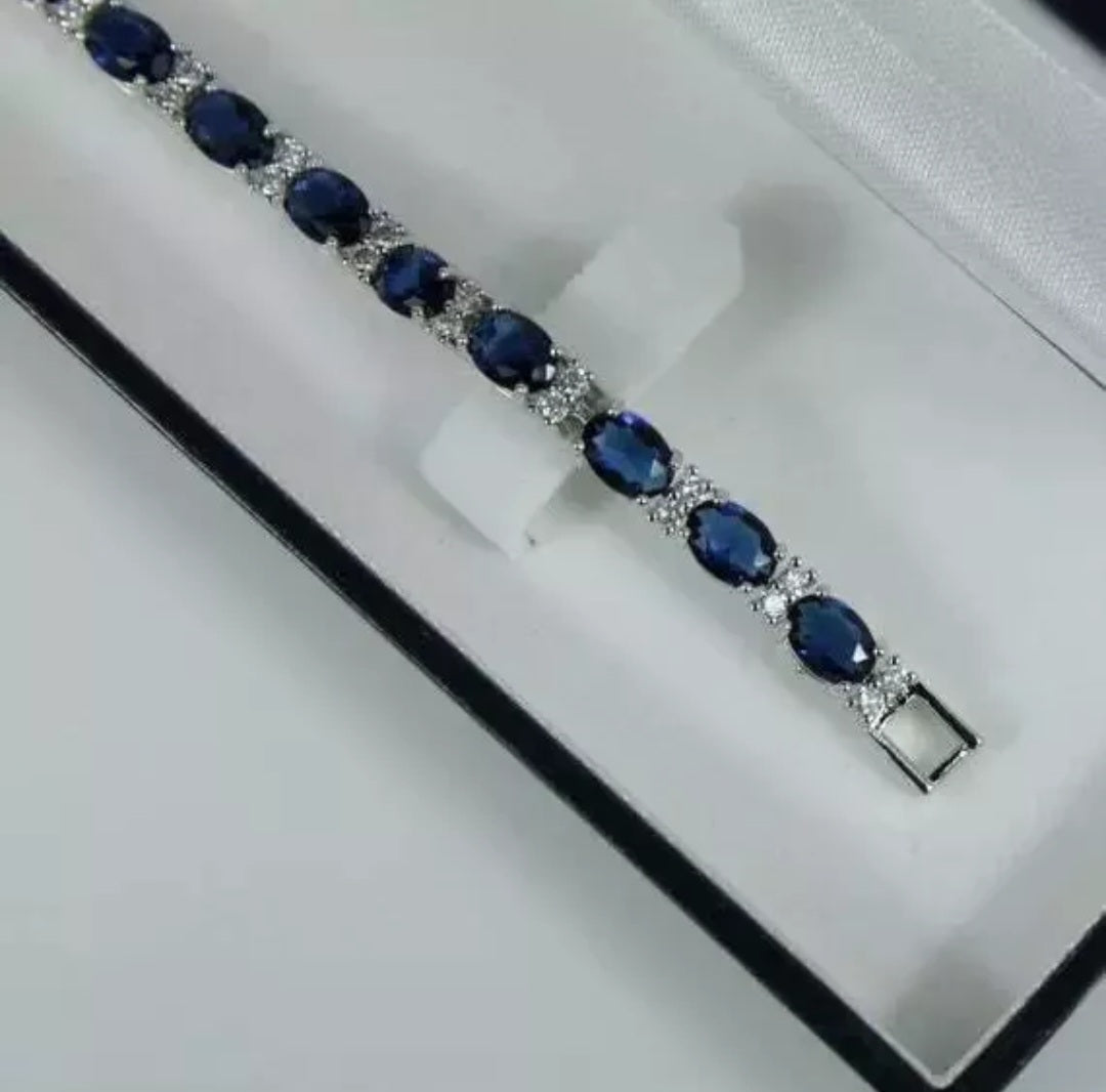 Love and Kisses Deep Blue Sapphire Jewellery Set | Necklace | Bracelet | Earrings