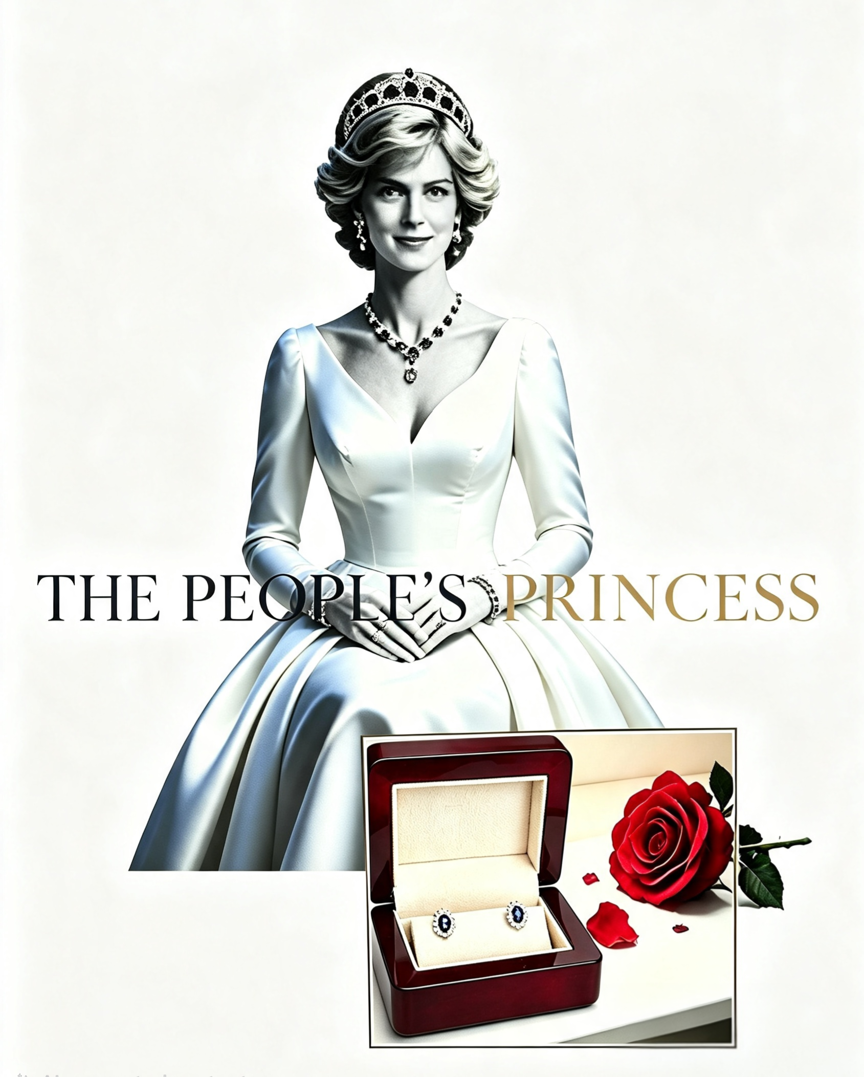 Royal Blue Sapphire Princess Diana Created Diamond Stud Earrings Gift Box Included