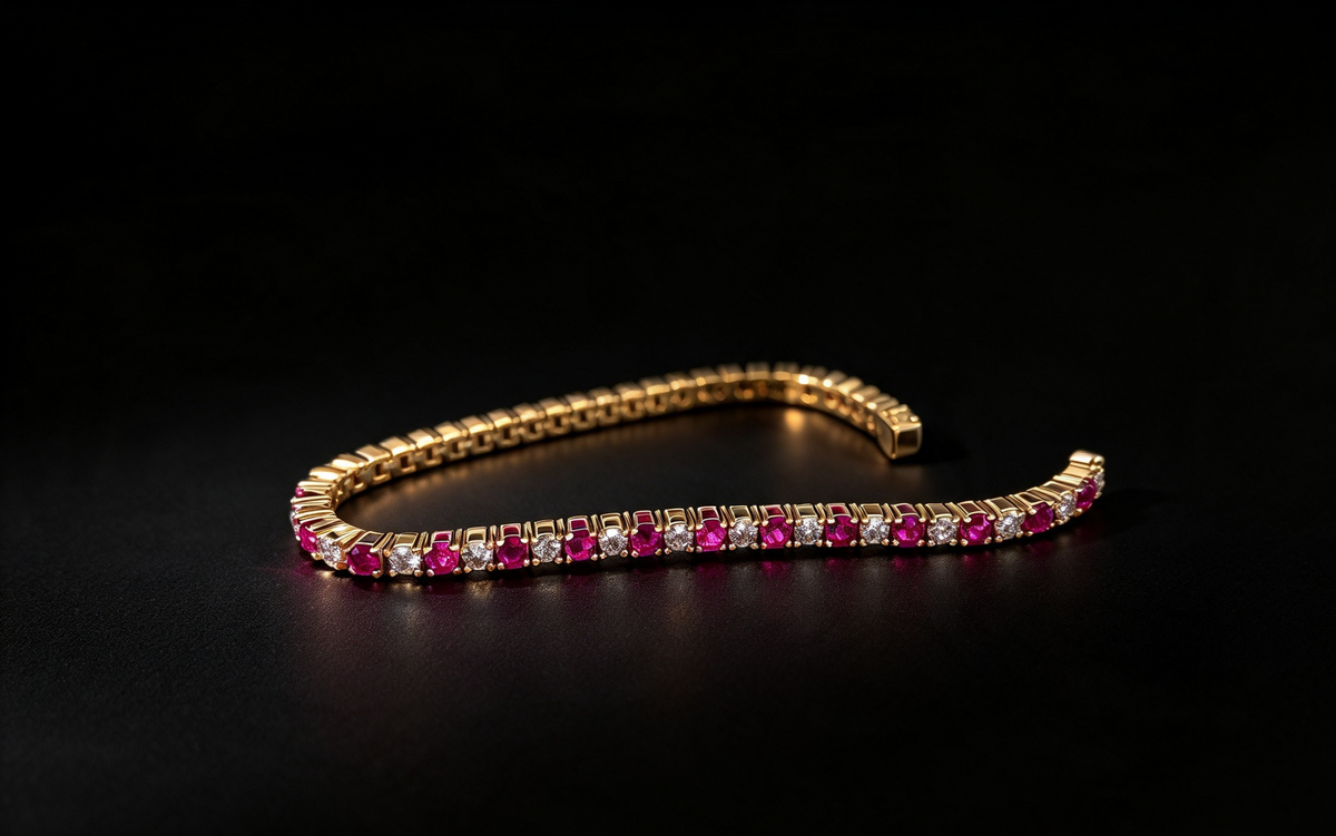 Valentina Pink Tourmaline Pink Created Diamond Tennis Bracelet
