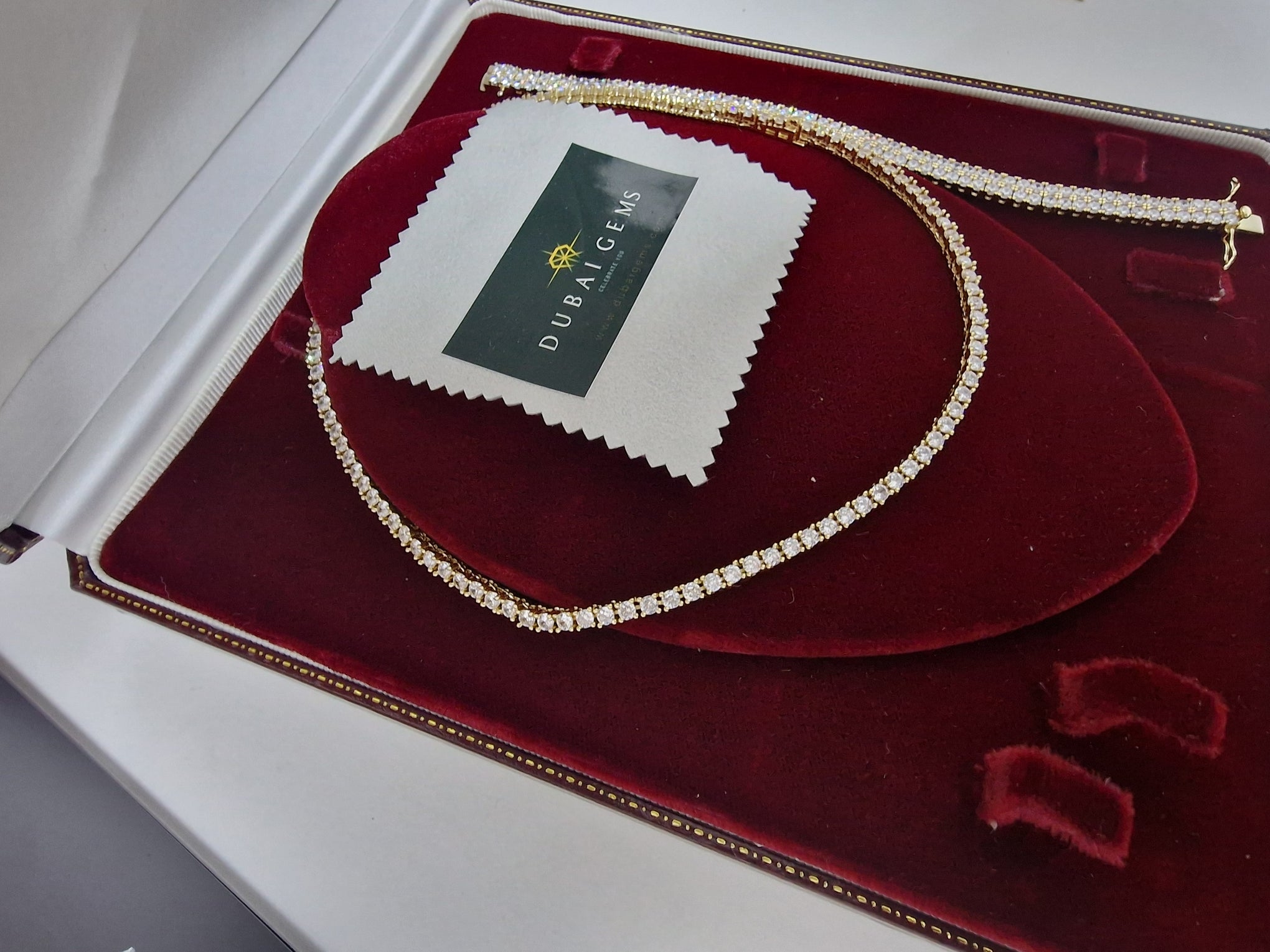 18K Gold Finished Tennis Necklace & Stunning Double Line Row Bracelet – Premium Gift Set