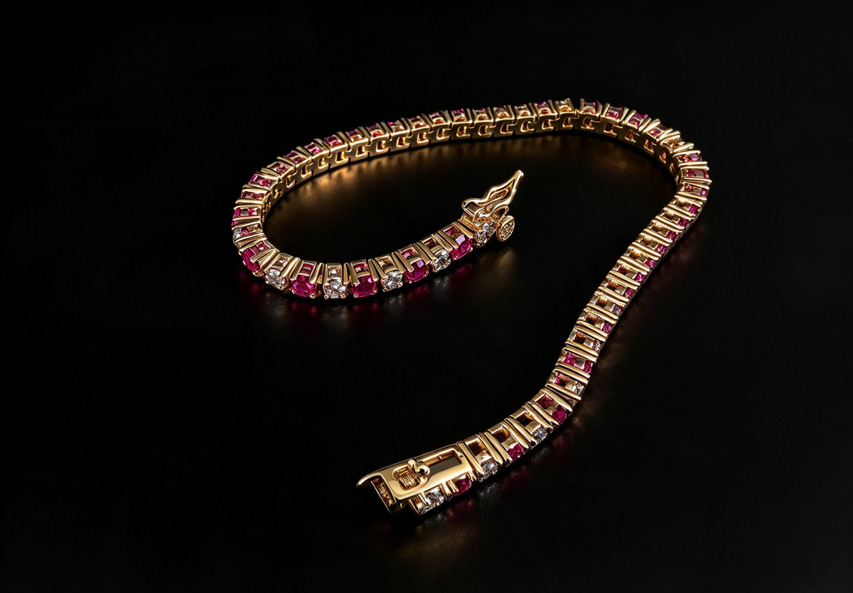 Valentina Pink Tourmaline Pink Created Diamond Tennis Bracelet