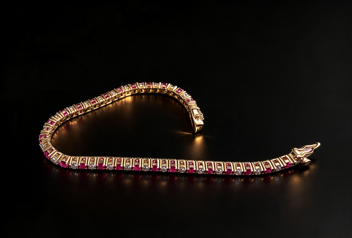 Valentina Pink Tourmaline Pink Created Diamond Tennis Bracelet