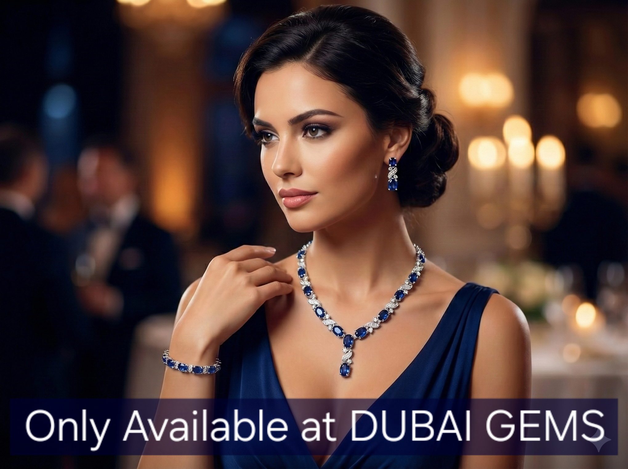 Love and Kisses Deep Blue Sapphire Jewellery Set | Necklace | Bracelet | Earrings