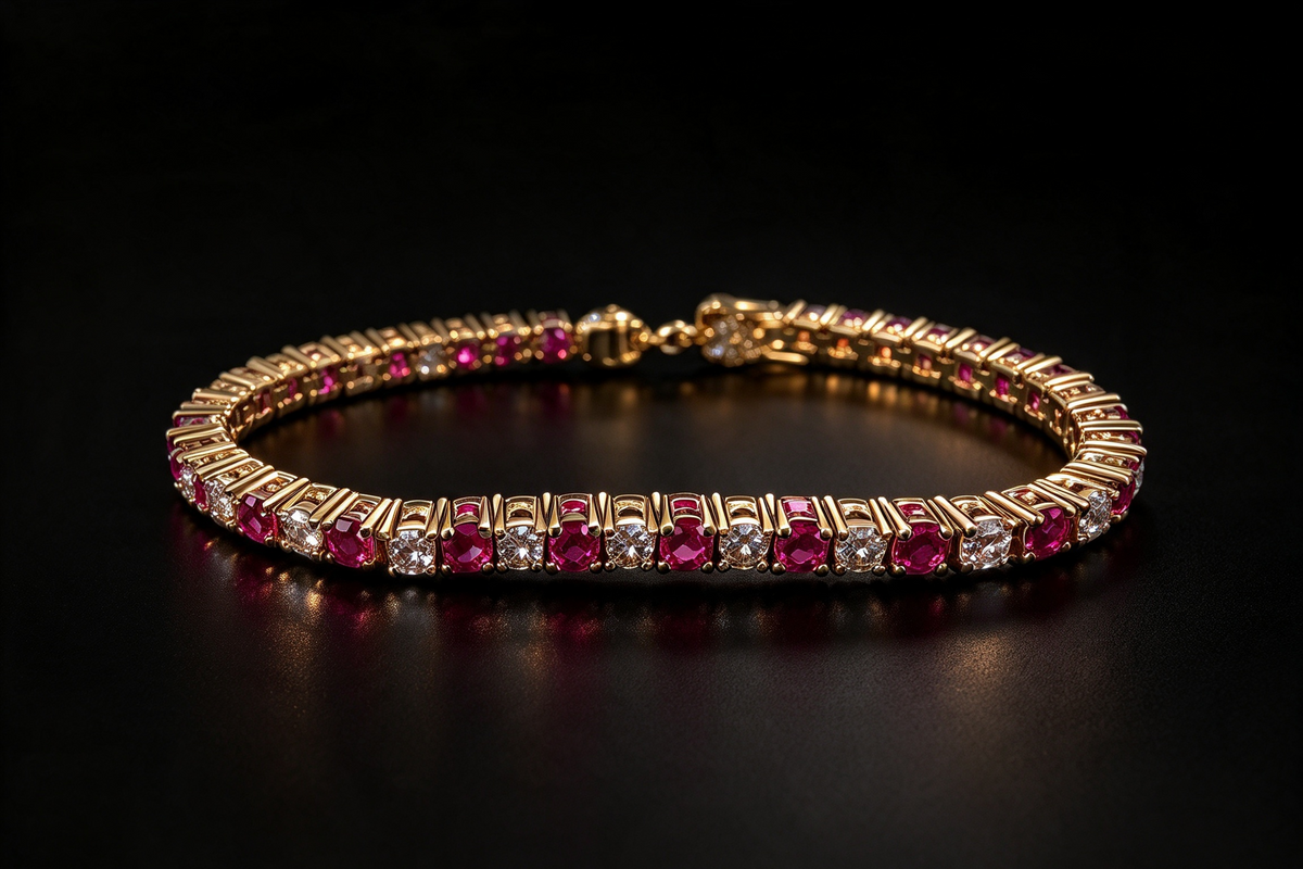 Valentina Pink Tourmaline Pink Created Diamond Tennis Bracelet