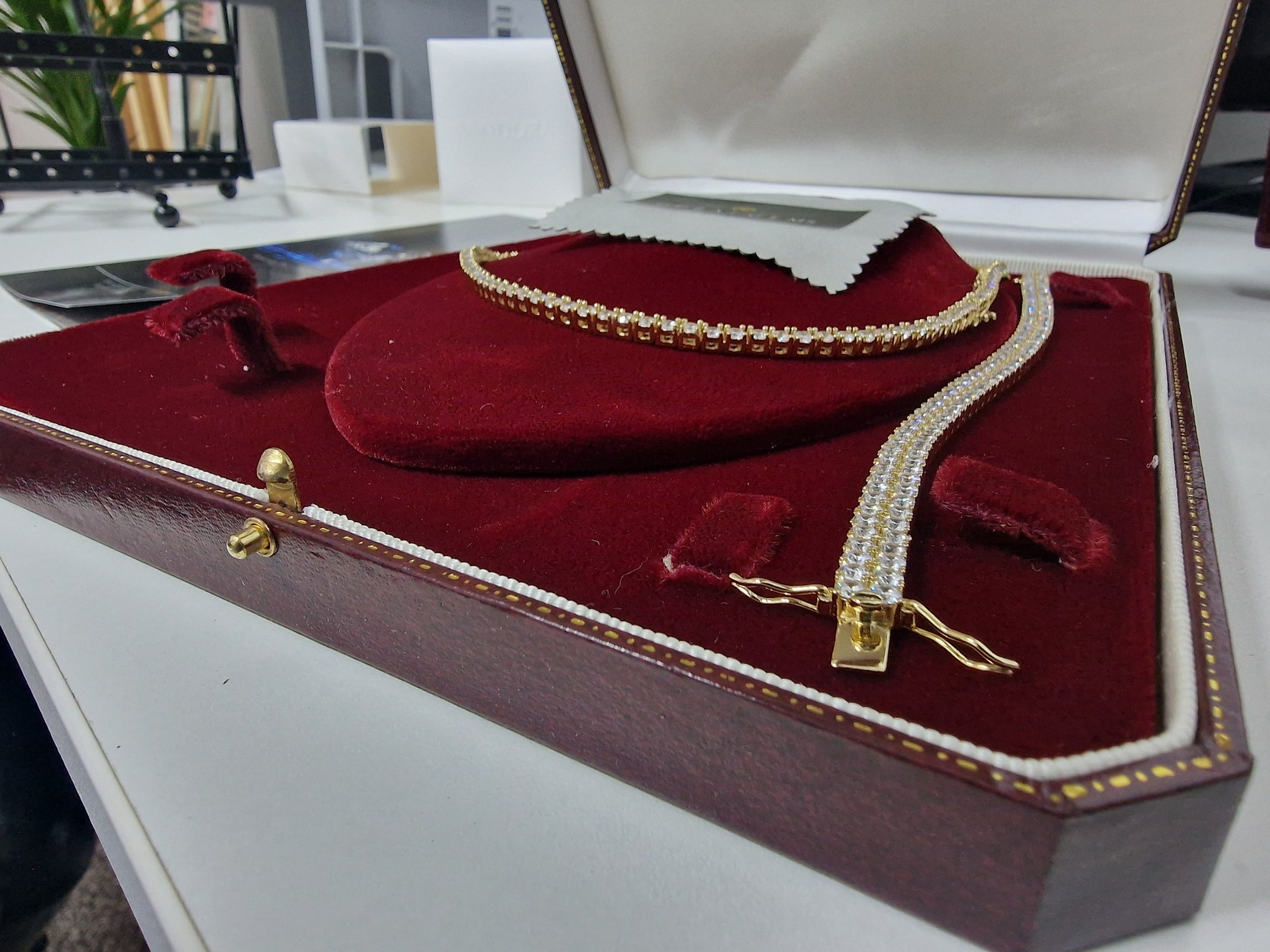 18K Gold Finished Tennis Necklace & Stunning Double Line Row Bracelet – Premium Gift Set