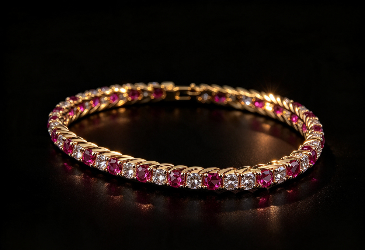 Valentina Pink Tourmaline Pink Created Diamond Tennis Bracelet