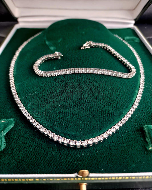 White gold finished Tennis Neclace and Bracelet RRP 179.99