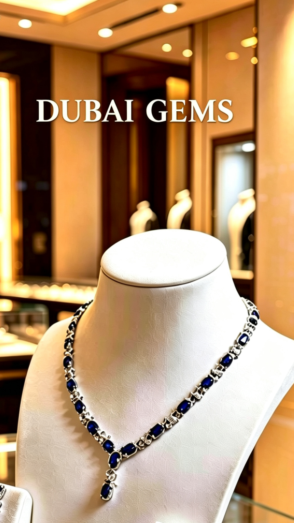 Love and Kisses reminiscence set Deep Blue Sapphire Jewellery Set Necklace Bracelet Earrings