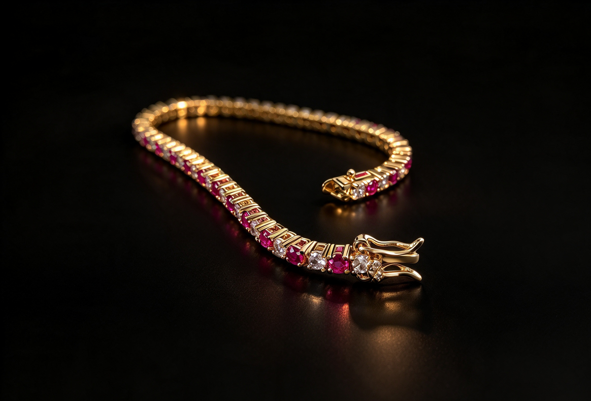 Valentina Pink Tourmaline Pink Created Diamond Tennis Bracelet