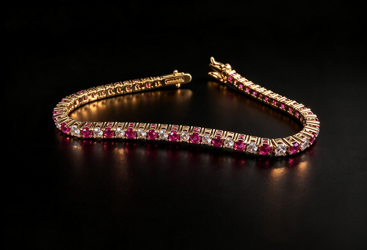 Valentina Pink Tourmaline Pink Created Diamond Tennis Bracelet
