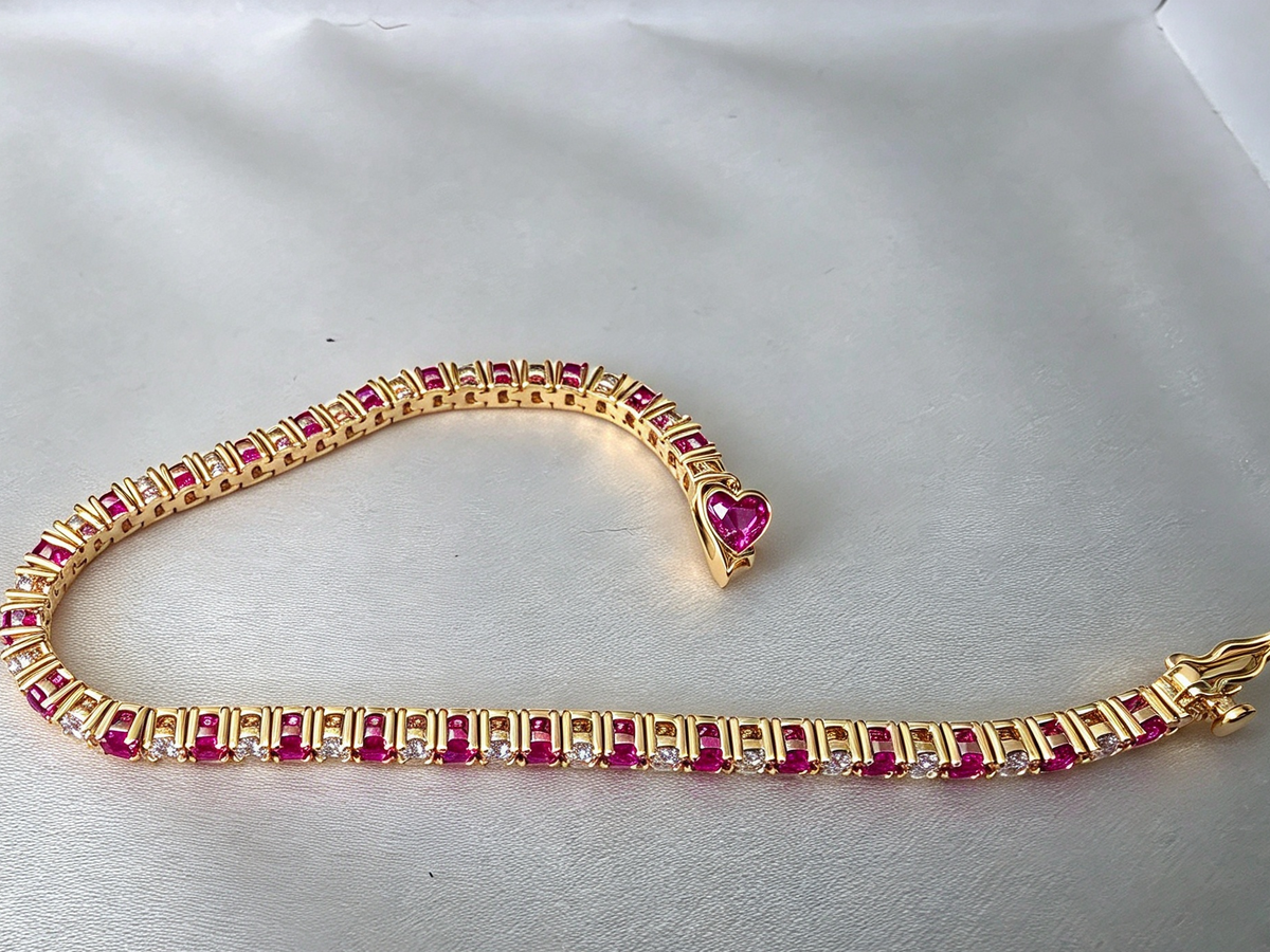 Valentina Pink Tourmaline Pink Created Diamond Tennis Bracelet