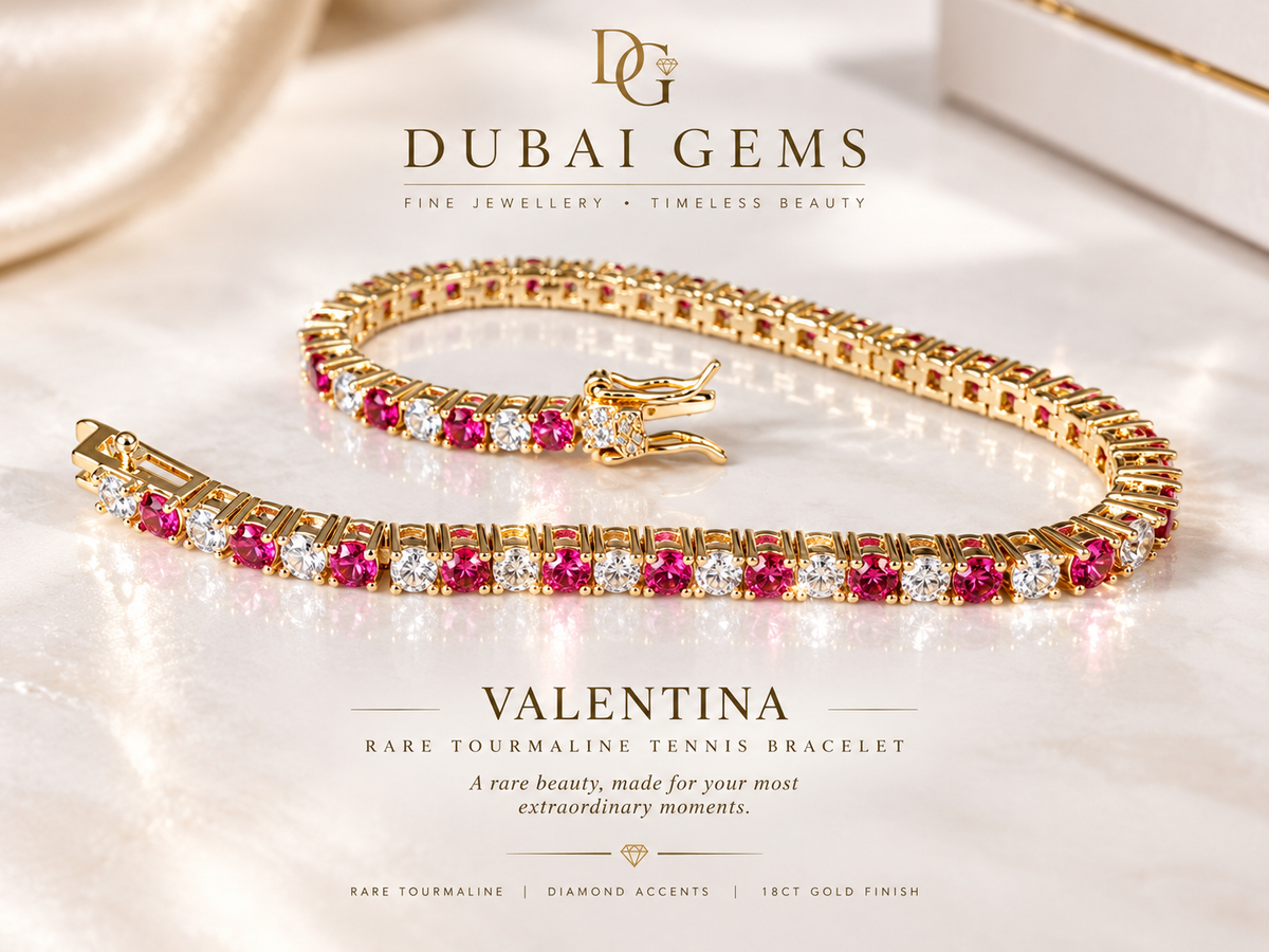 Valentina Pink Tourmaline Pink Created Diamond Tennis Bracelet