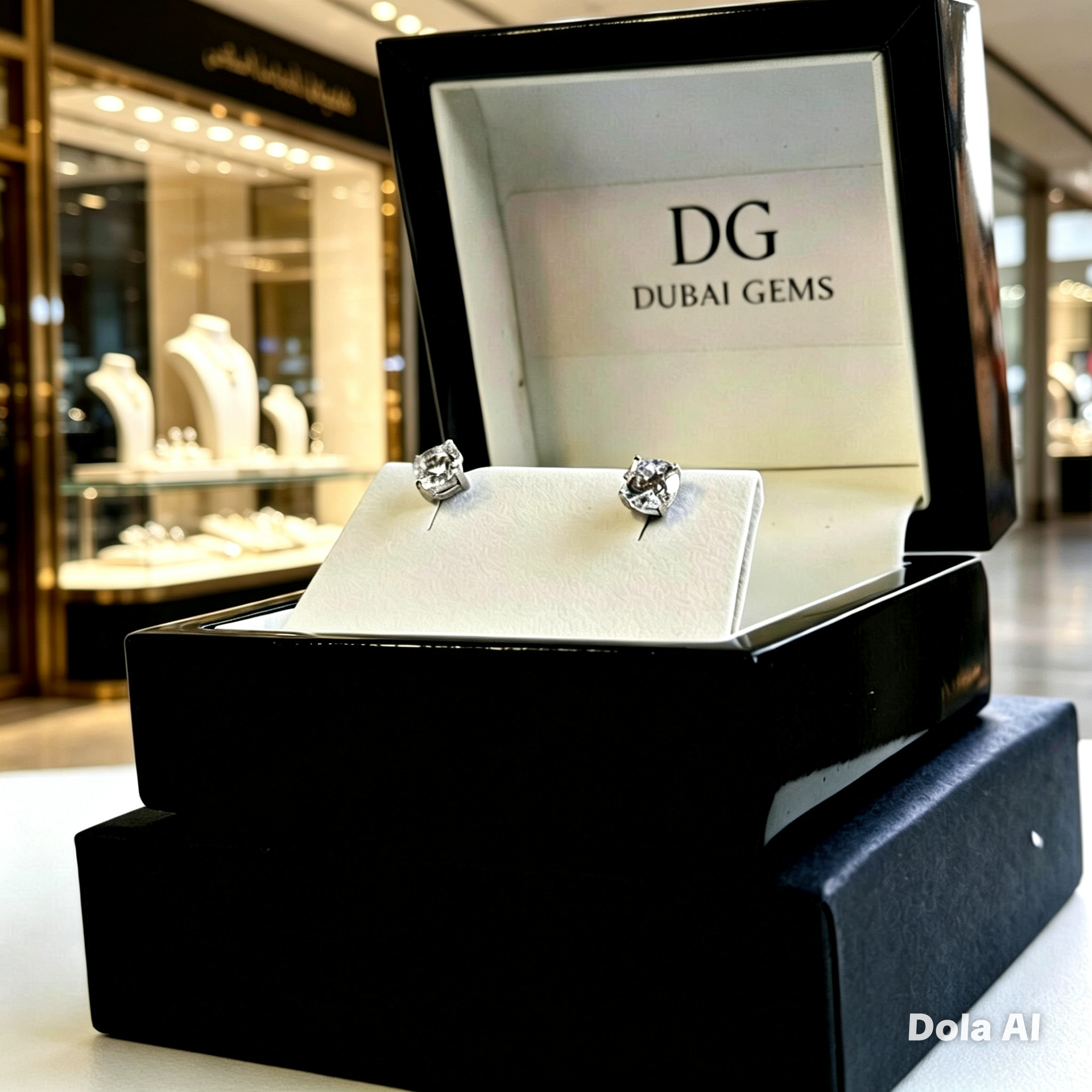White Gold Finished Round Cut Created Diamond Stud Earrings Gift Box Included