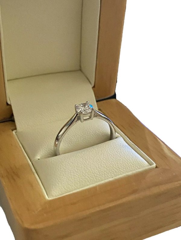 9ct White Gold 0.5 Ct Classic solitaire created diamond ring