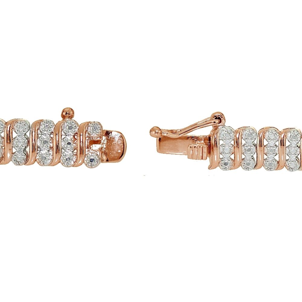 Rose Gold Finish Natural Diamond Accent Rectangle And Bar Bracelet