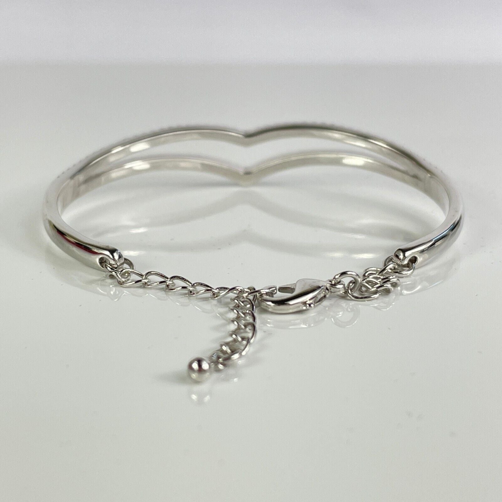 WHITE GOLD FINISH Bow Arch Created Diamond Bangle