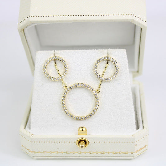 YELLOW GOLD FINISH Round Cut Circle of Life Rubina Jewellery Set