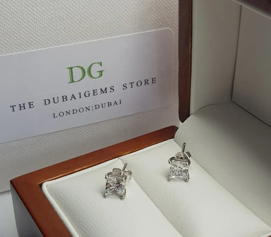 White gold finish 6mm created diamond earrings beautiful gift idea