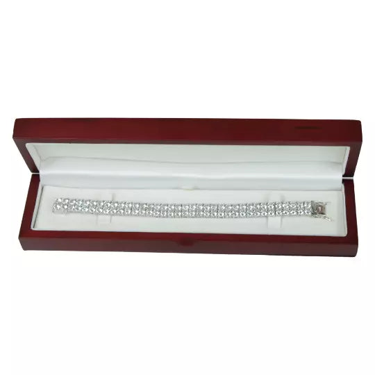 Men’s White Gold Finish Double Row Tennis Bracelet – Premium Created Diamonds, Iced Out, Luxury Hip Hop Jewellery