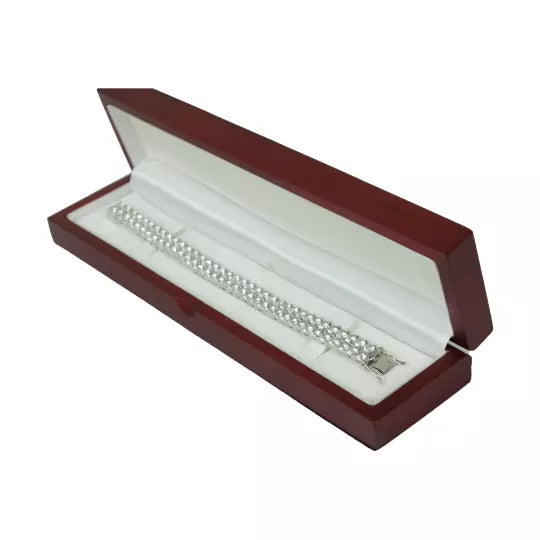 Men’s White Gold Finish Double Row Tennis Bracelet – Premium Created Diamonds, Iced Out, Luxury Hip Hop Jewellery