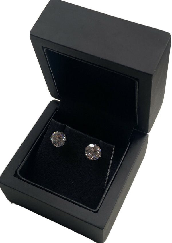 White Gold Finish Solitaire Cut Created Diamond Stud Earrings (Buy 1 Get 1 Free)