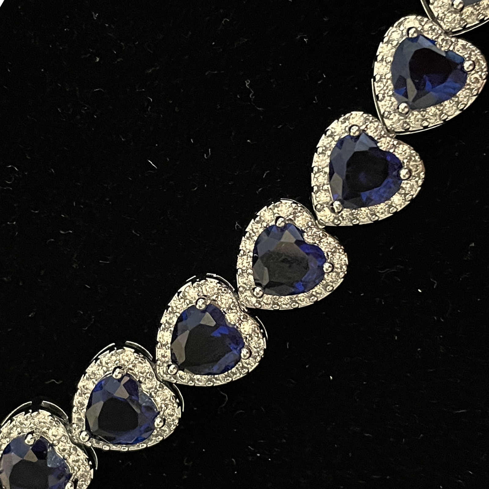 White Gold Finish Blue Sapphire Heart Cut Necklace with Created Diamonds | Elegant Pendant Jewellery