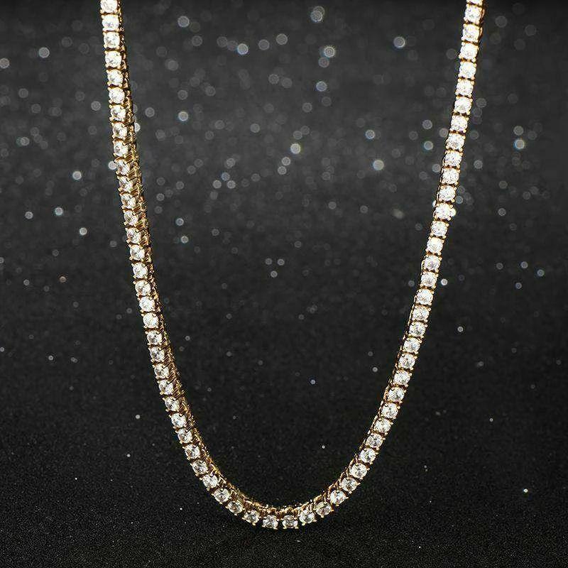 Yellow gold finish round cut created diamond men’s tennis necklace