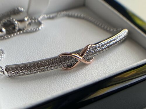 White Gold Finish Created Diamond Infinity Pull Tie Bracelet