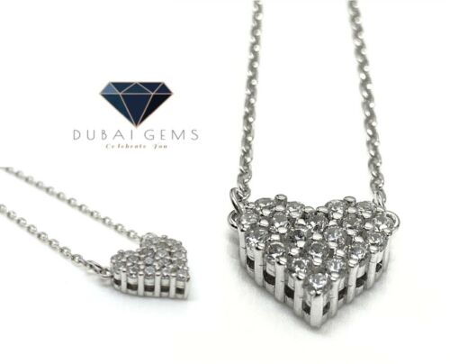 White Gold Finish Created Diamond Cluster Heart Pendant Necklace