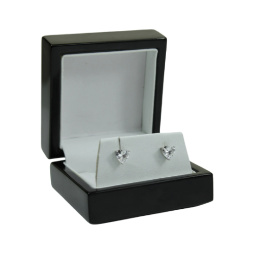 White gold finish created diamond heart stud earrings (Buy 1 Get 1 Free)