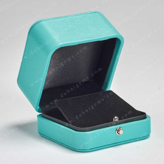 Luxury vintage design soft leather textured turquoise Earring box