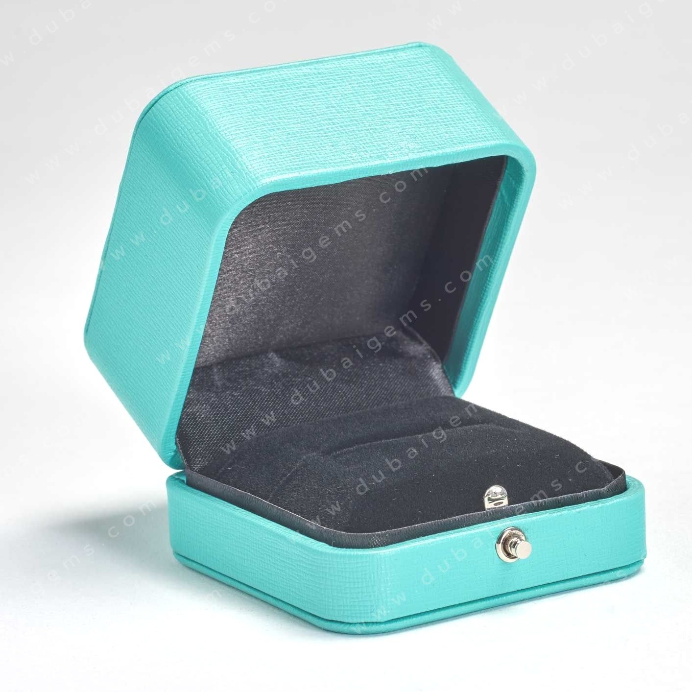 Luxury vintage design soft leather textured turquoise Ring box